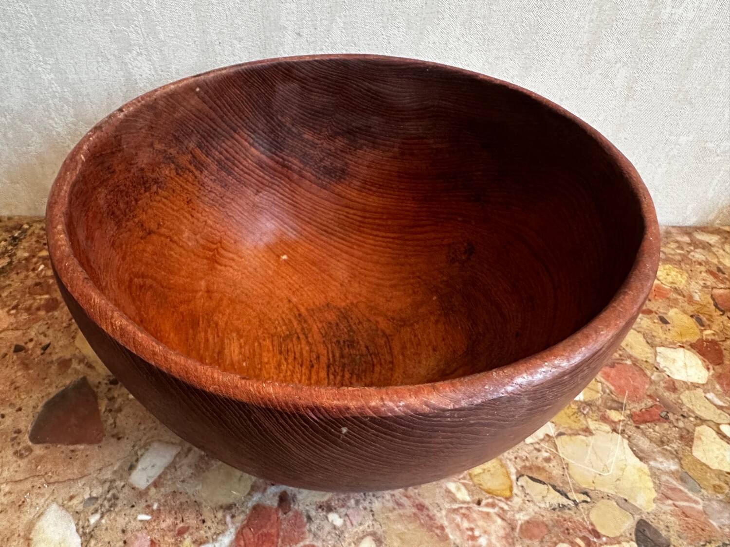 Large vintage monoxyle wooden bowl H 18 / D neck 30 cm
