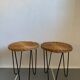 Pair of vintage bedside tripod metal and wicker