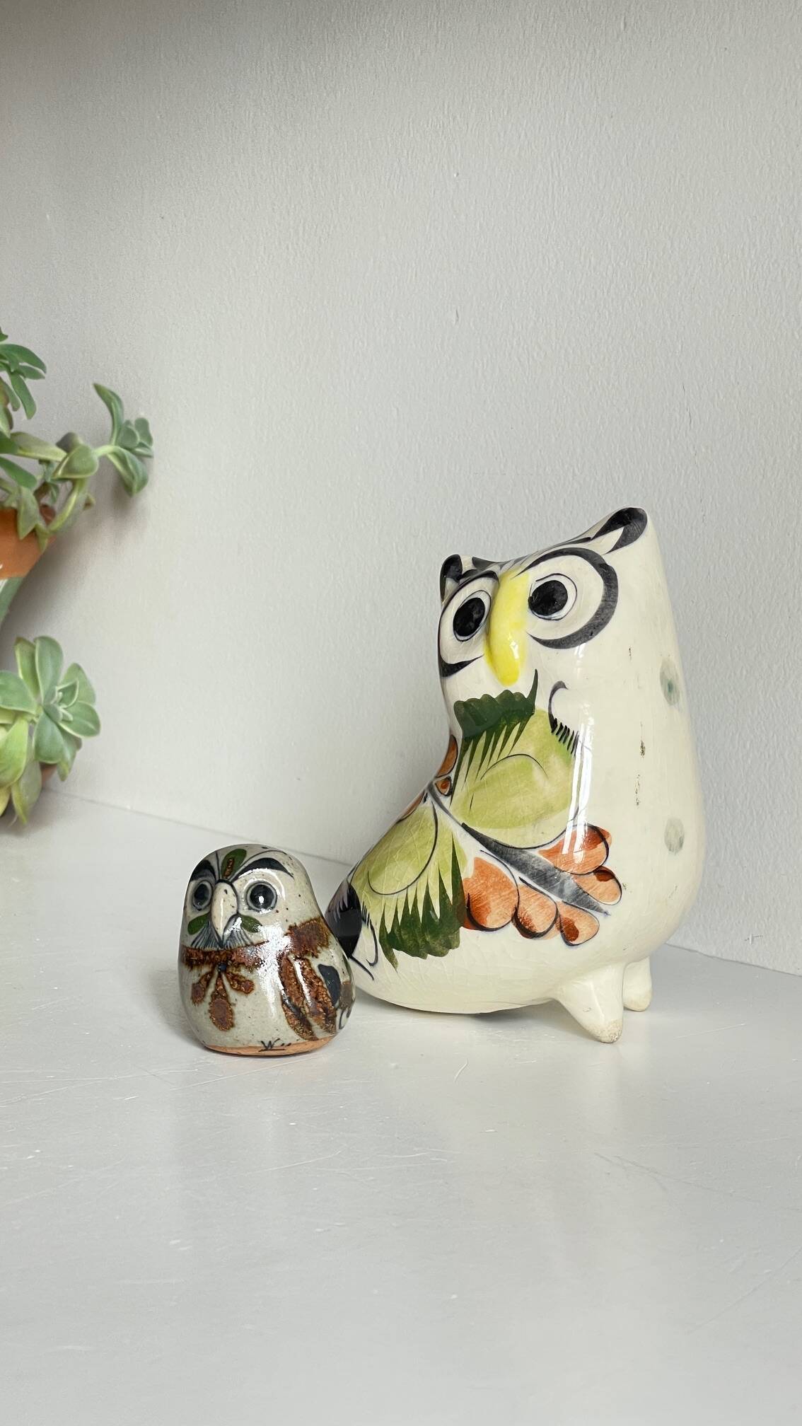 Duo HIBOUX Vintage ARTISANAL Ceramics