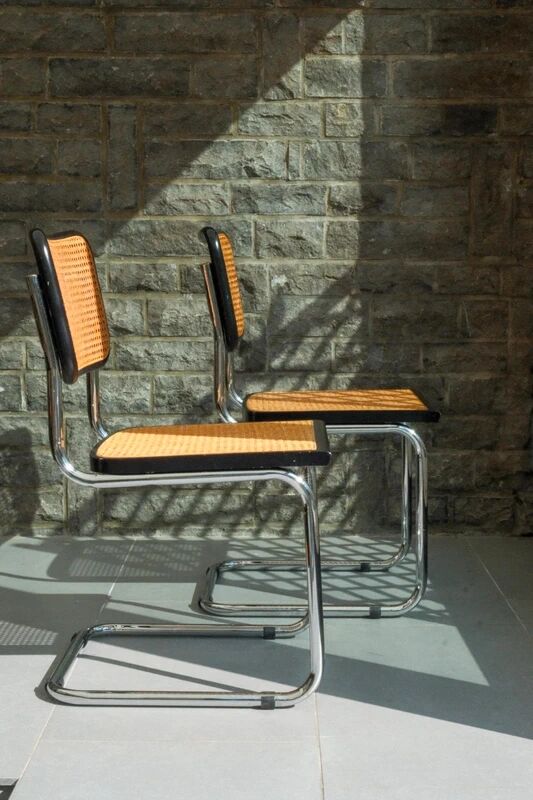 Pair of black Cesca chairs B32 Marcel Breuer