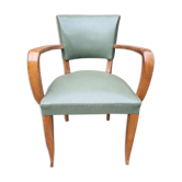 Fauteuil bridge vintage vert années 30 - 40