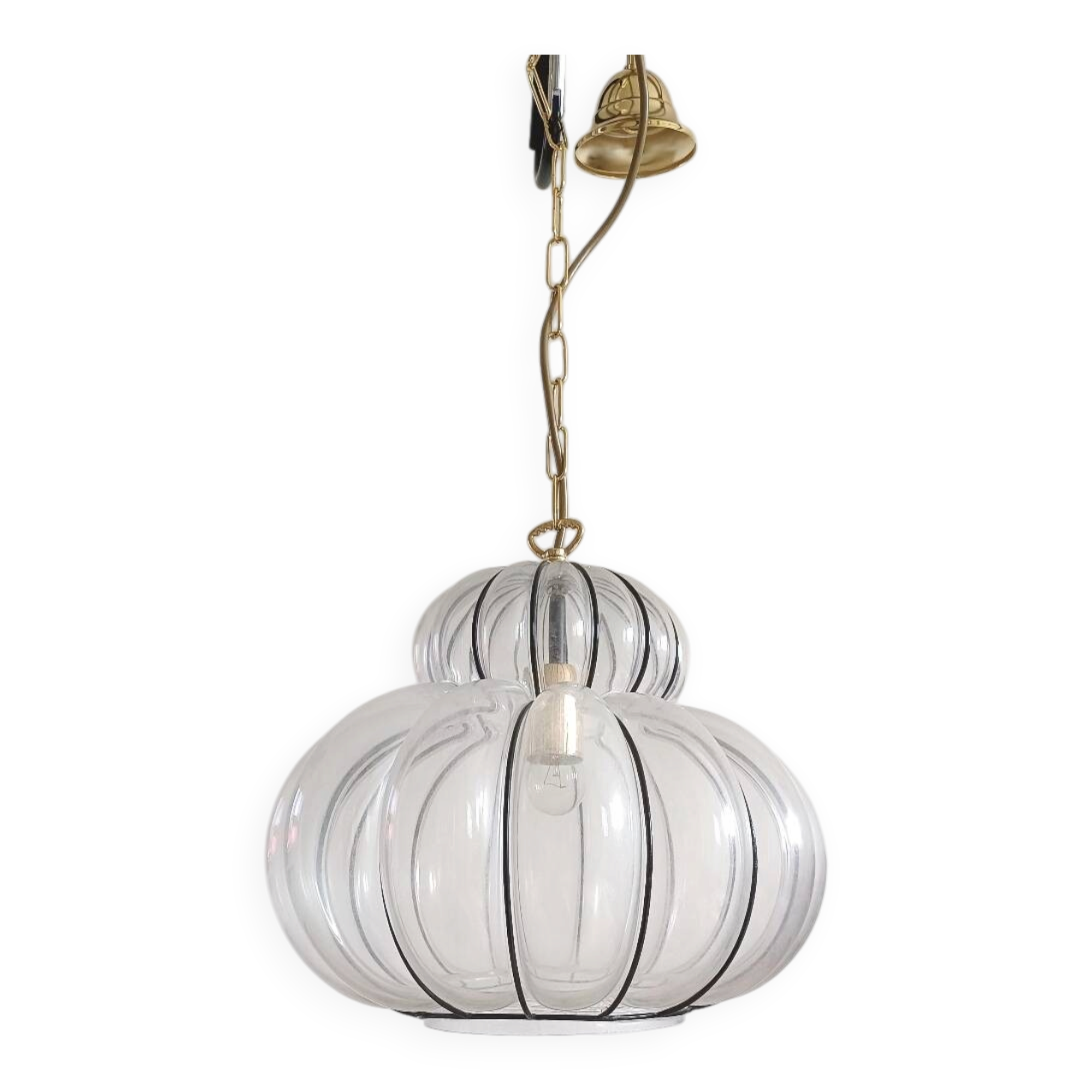 Murano lampe suspendue zucca - soufflé en cage - neuf