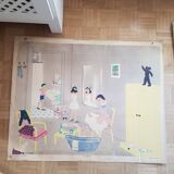 Ancienne affiche scolaire 1950 bi faces