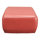 1980s Italian Postmodern Red Faux Leather Pouf Ottoman