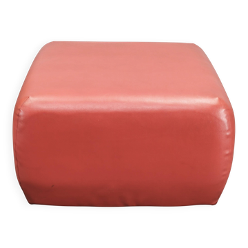 1980s Italian Postmodern Red Faux Leather Pouf Ottoman