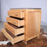Old dresser crude pine on green year 1970