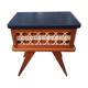 Bedside table wood and braided rattan