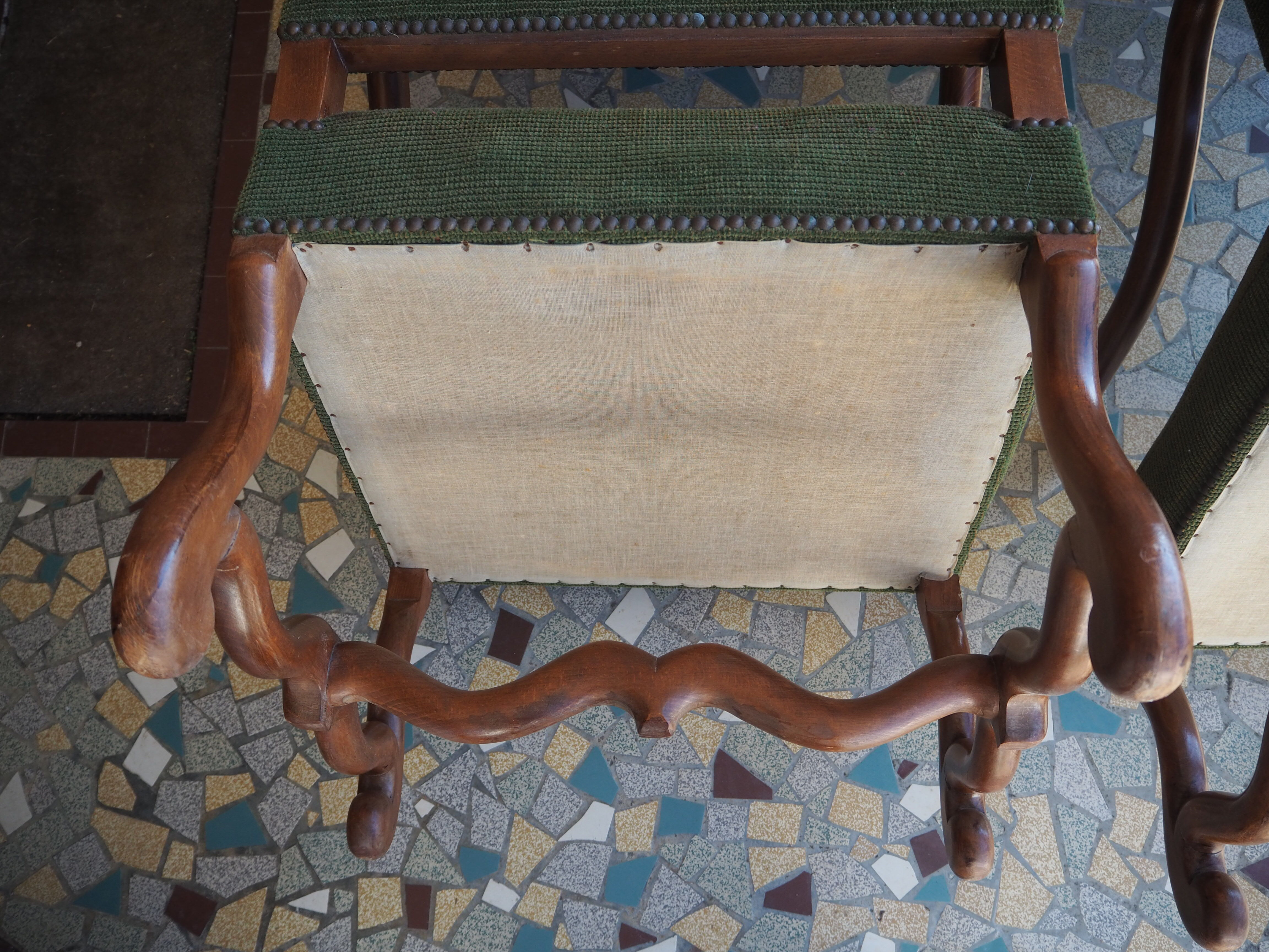 A pair of Louis XIII-style sheep bones armchairs