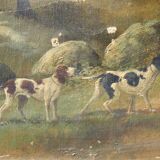 Pendants de scènes de chasse, huiles sur toile encadrées
