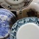A set of 6 flat plates pairs Sarreguemines Lunéville Blue Flowers.