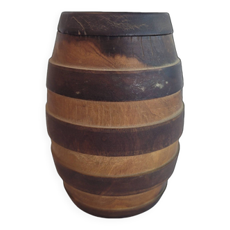 Small miniature wooden barrel