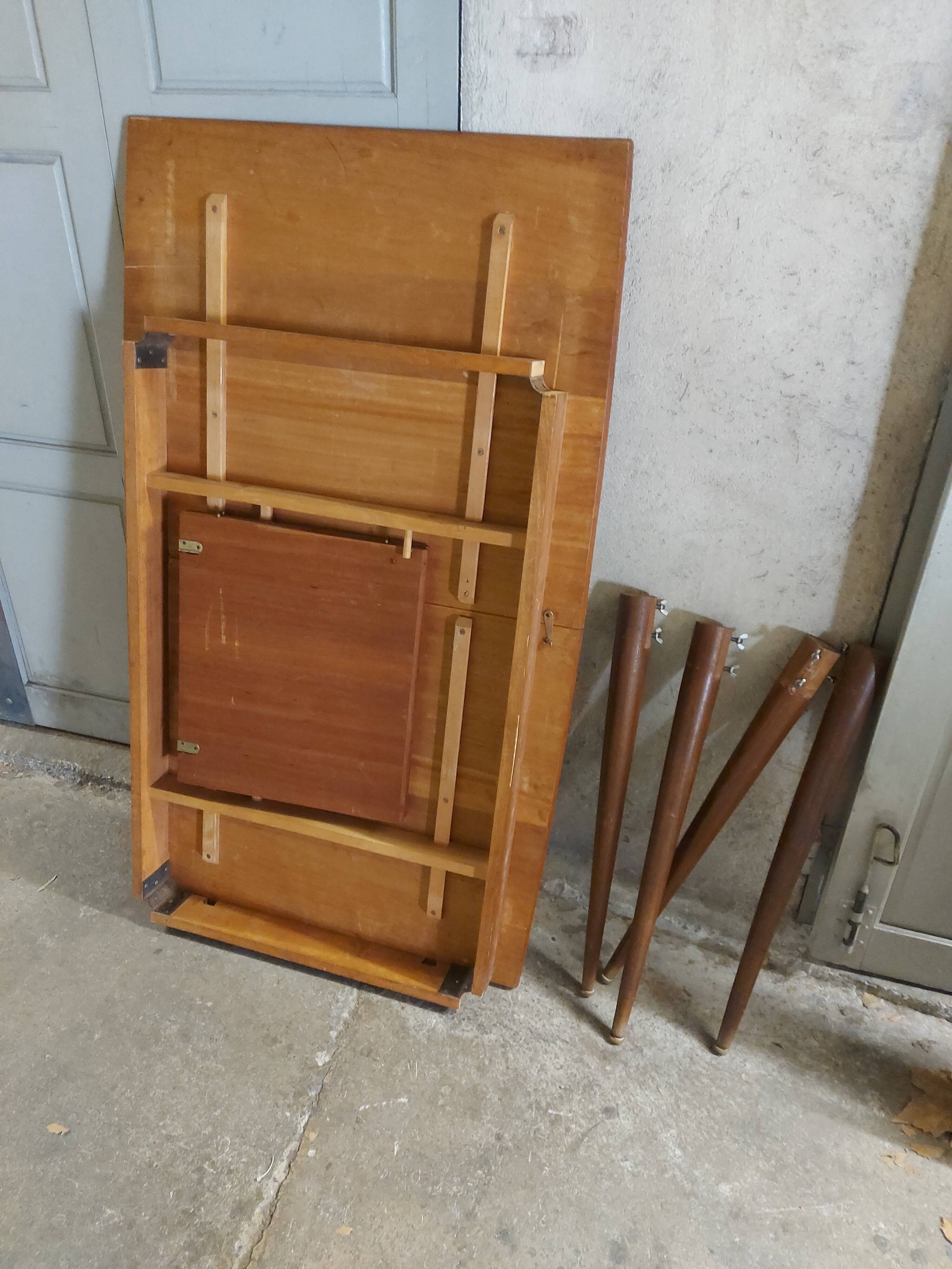 Scandinavian teak table with built-in extension