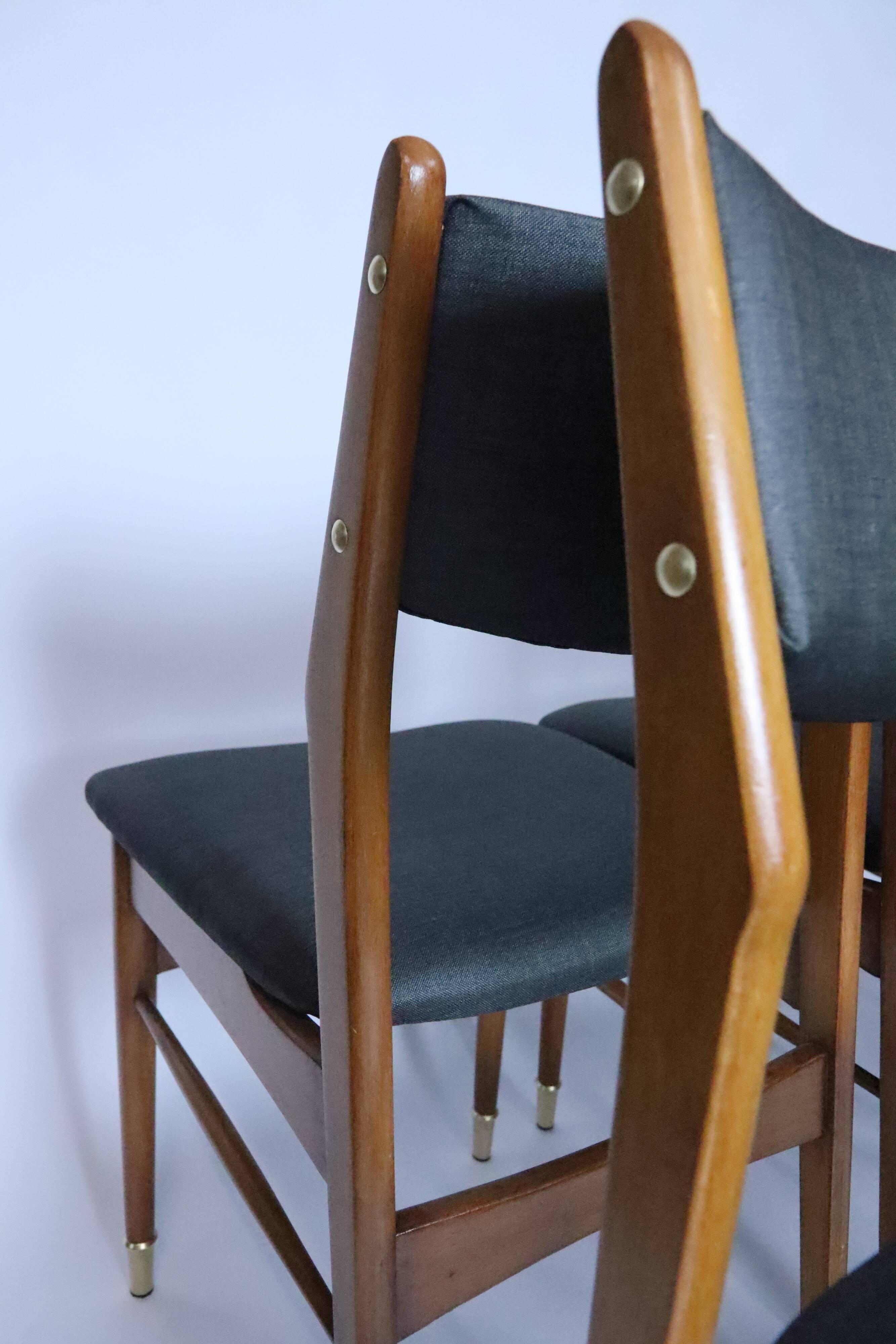 Lot de 6 chaises scandinaves pour salle à manger, tissu gris acier, facile d'entretien