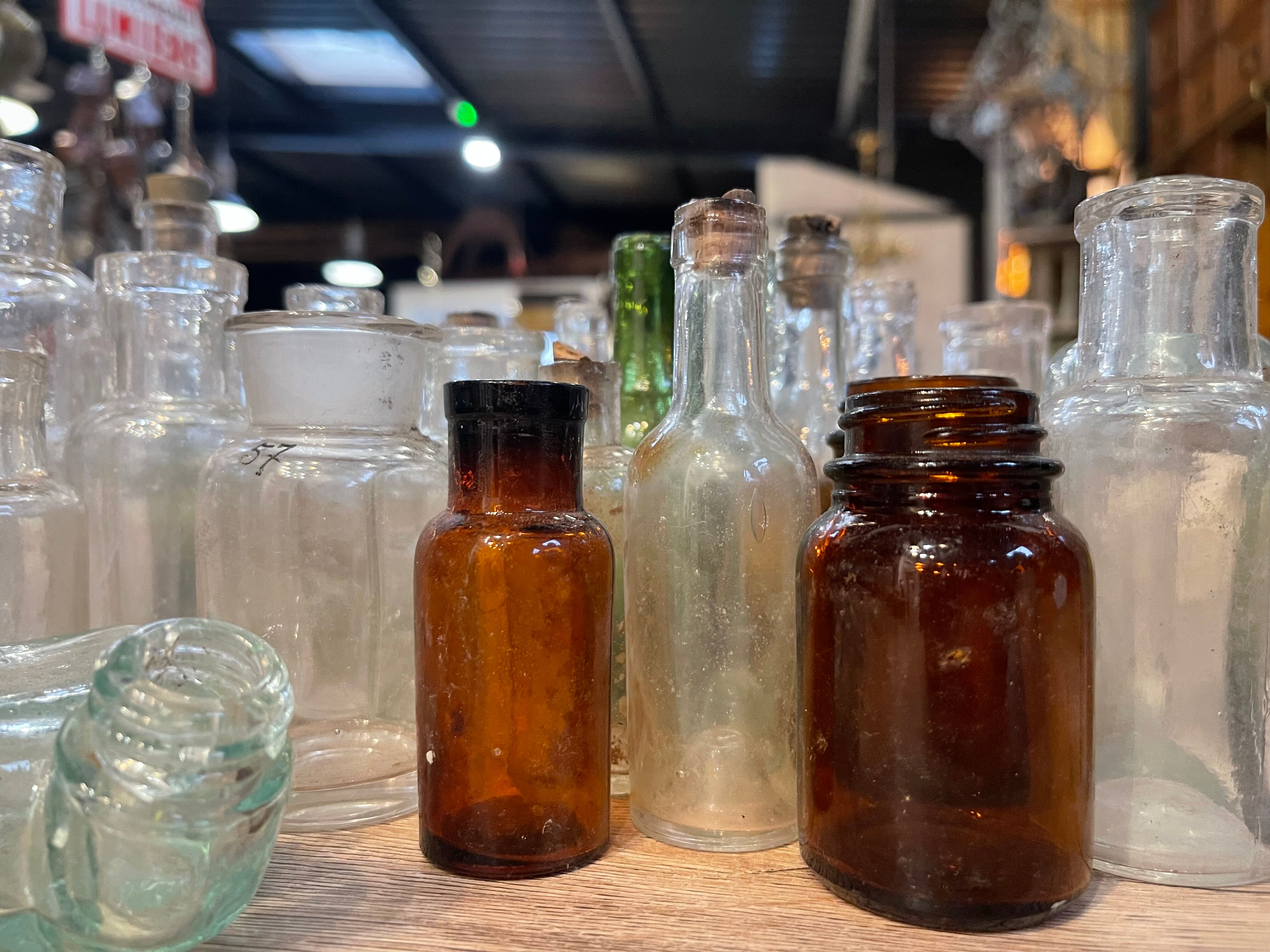 Lot 37 vials small glassware decor pharmacy 1920'