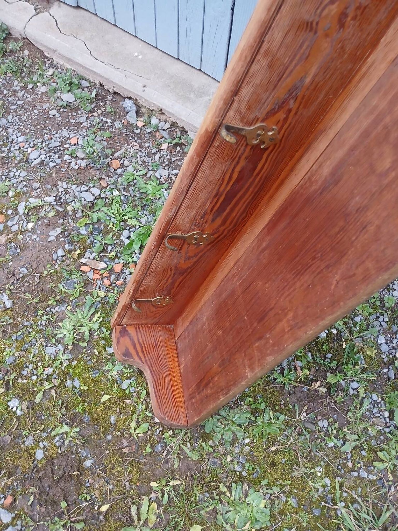 Very large antique wooden shelf/pot rack