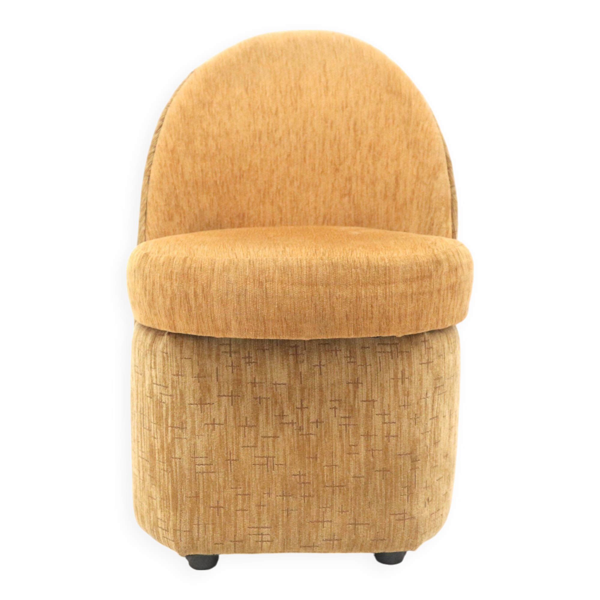 Yellow vintage armchair with storage space made in the 70s