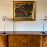 Cini Boeri, 2 Pink glass "Chiara" Table Lamp, Venini Murano, Italy, 1984