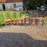 6 old straw chairs