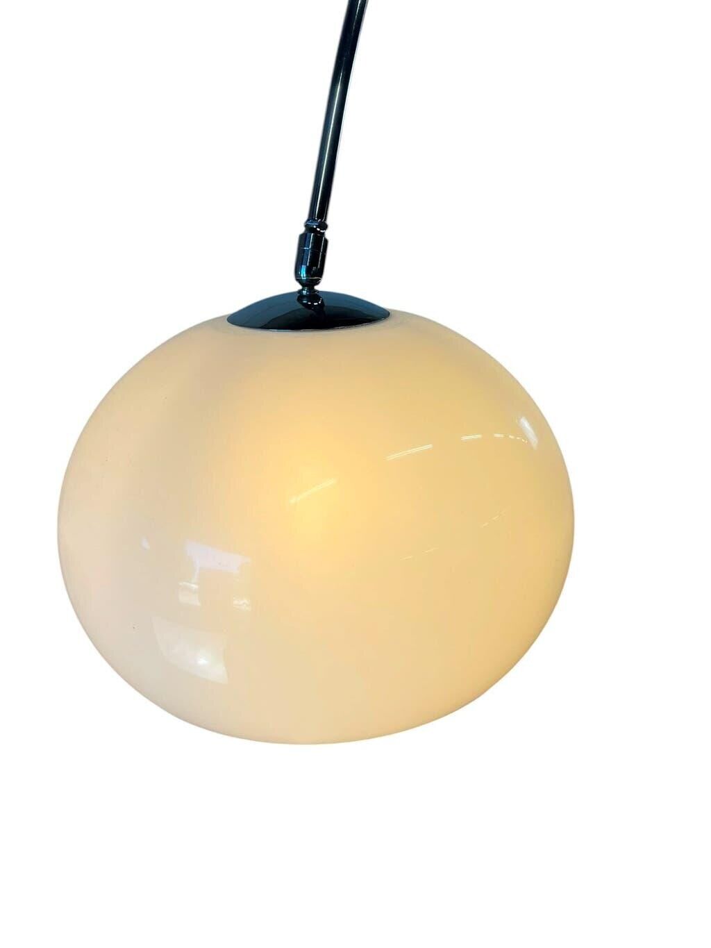 Lampadaire arc vintage chromé avec socle en pierre