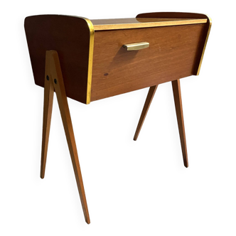 Boîte à couture en bois des années 1960