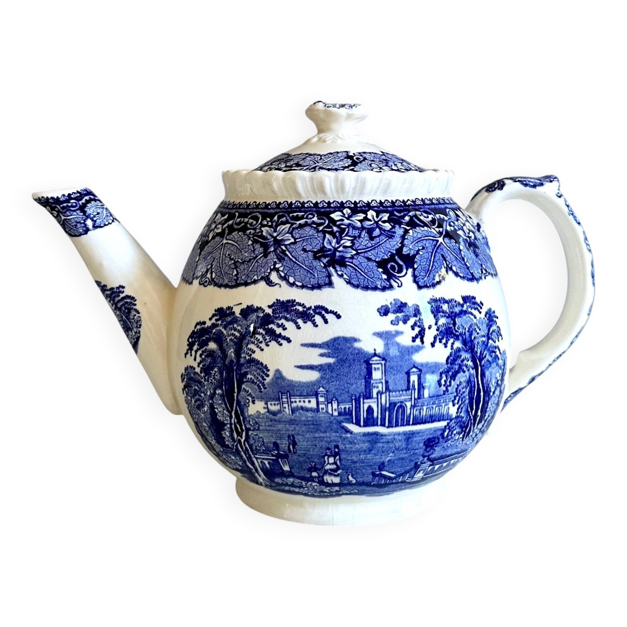 Théière « Vista Blue » de Mason – Faïence anglaise bleue et blanche
