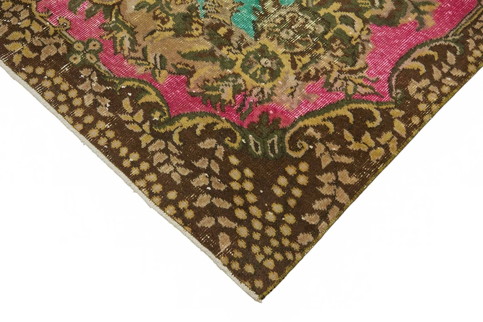 Overdyed Wool Vintage Handmade Carved Rug 169 cm x 288 cm