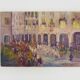 Oil on wood by Riccardo Capone Procession 50s 60s