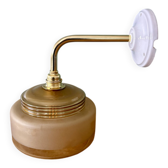 Yellow frosted glass vintage wall lamp shade