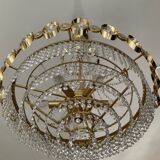 Waterfall chandelier with crystal grapevines and golden aluminum 60s-70s