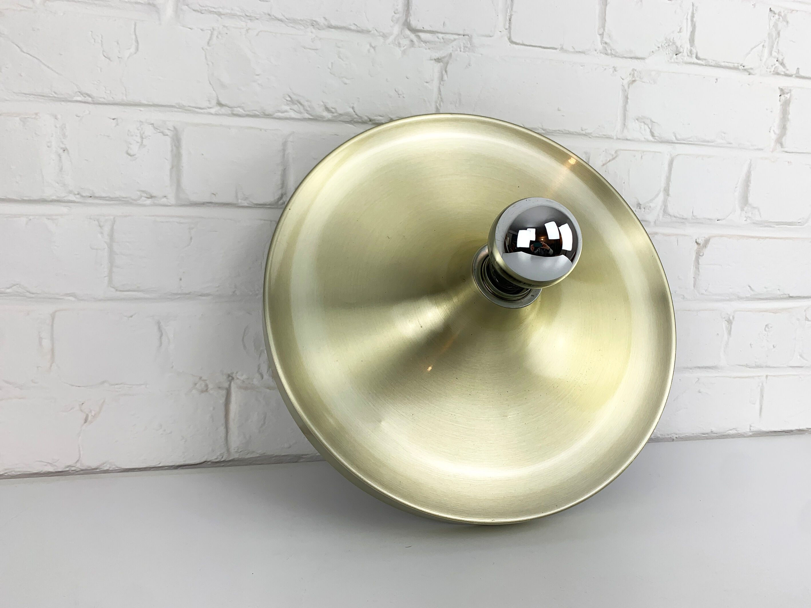 Space Age wall lamp by Honsel Leuchten in gilded aluminium, Flush Light