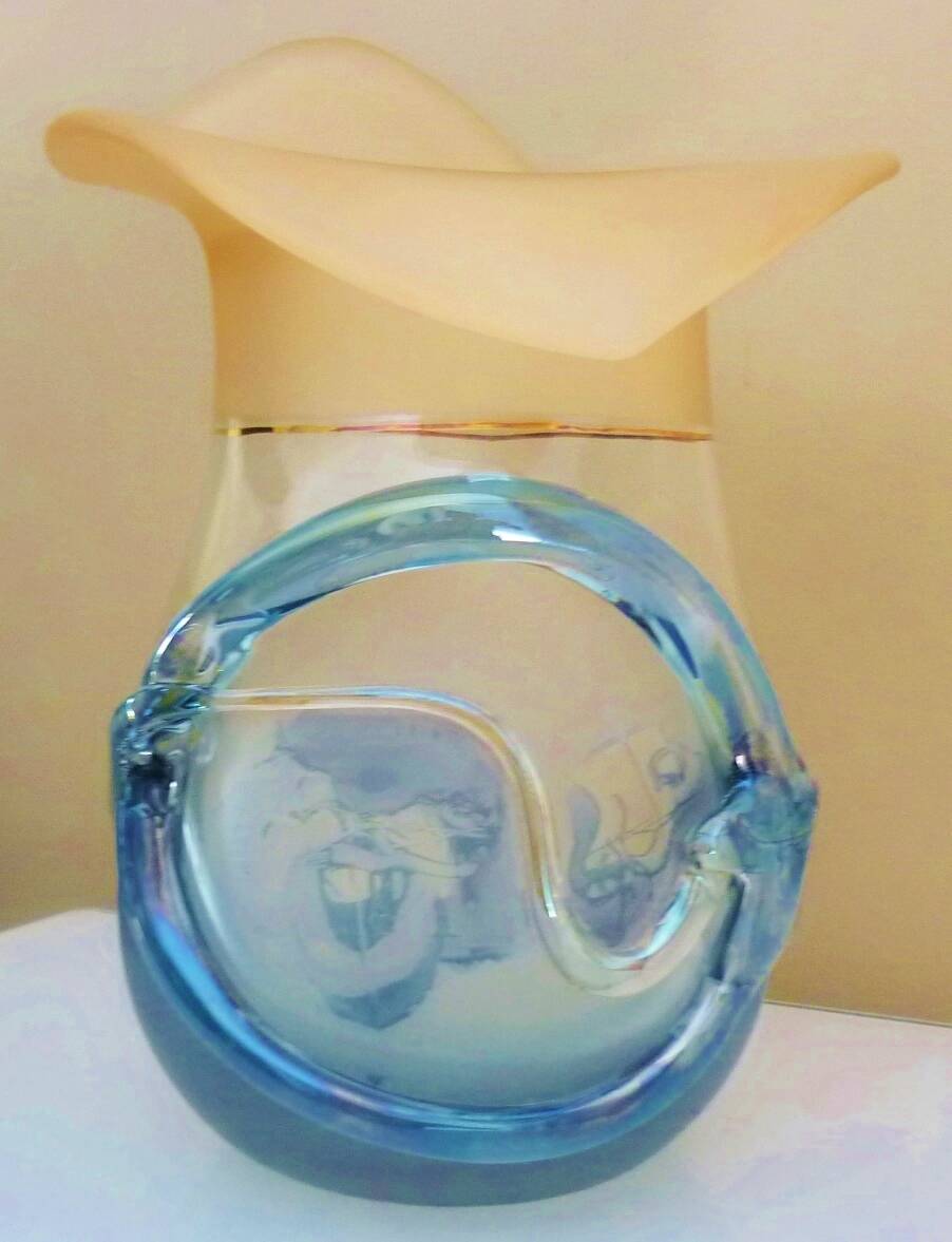 Large designer vase, signed Jon Art, modernist, abstract decorations