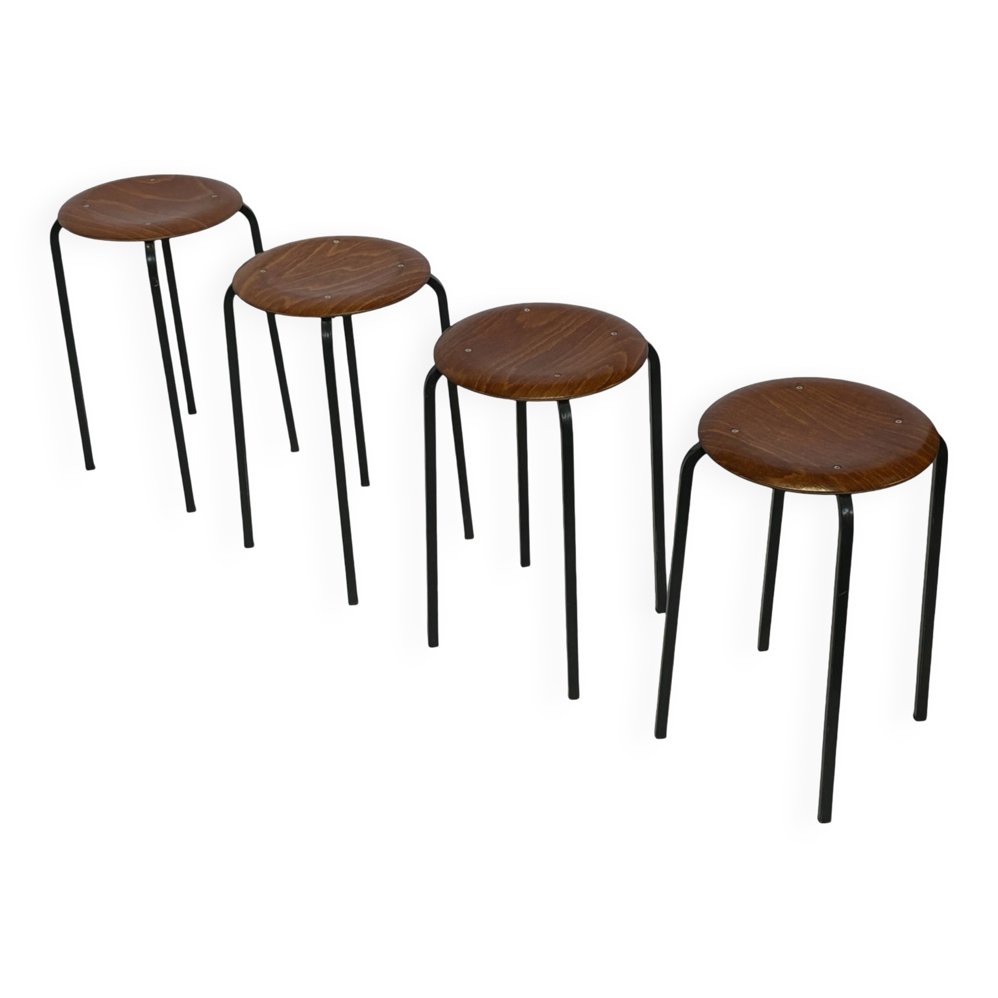 Set of 4 Vintage stools - work stool - Eromes Marko - 60s minimalist design
