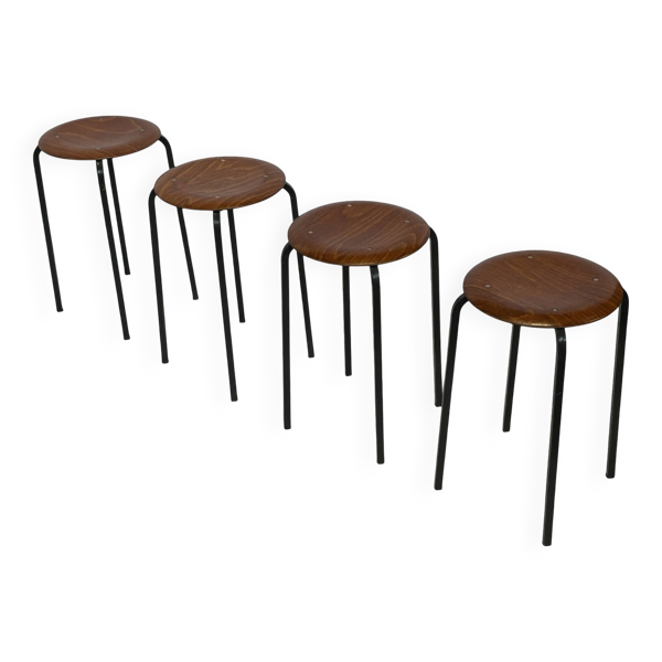 Lot de 4 tabourets vintage - tabouret de travail - Eromes Marko - design minimaliste années 60