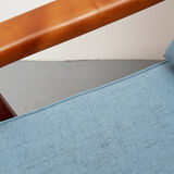 1960s armchair cherrywood in blue, Wilhelm Knoll