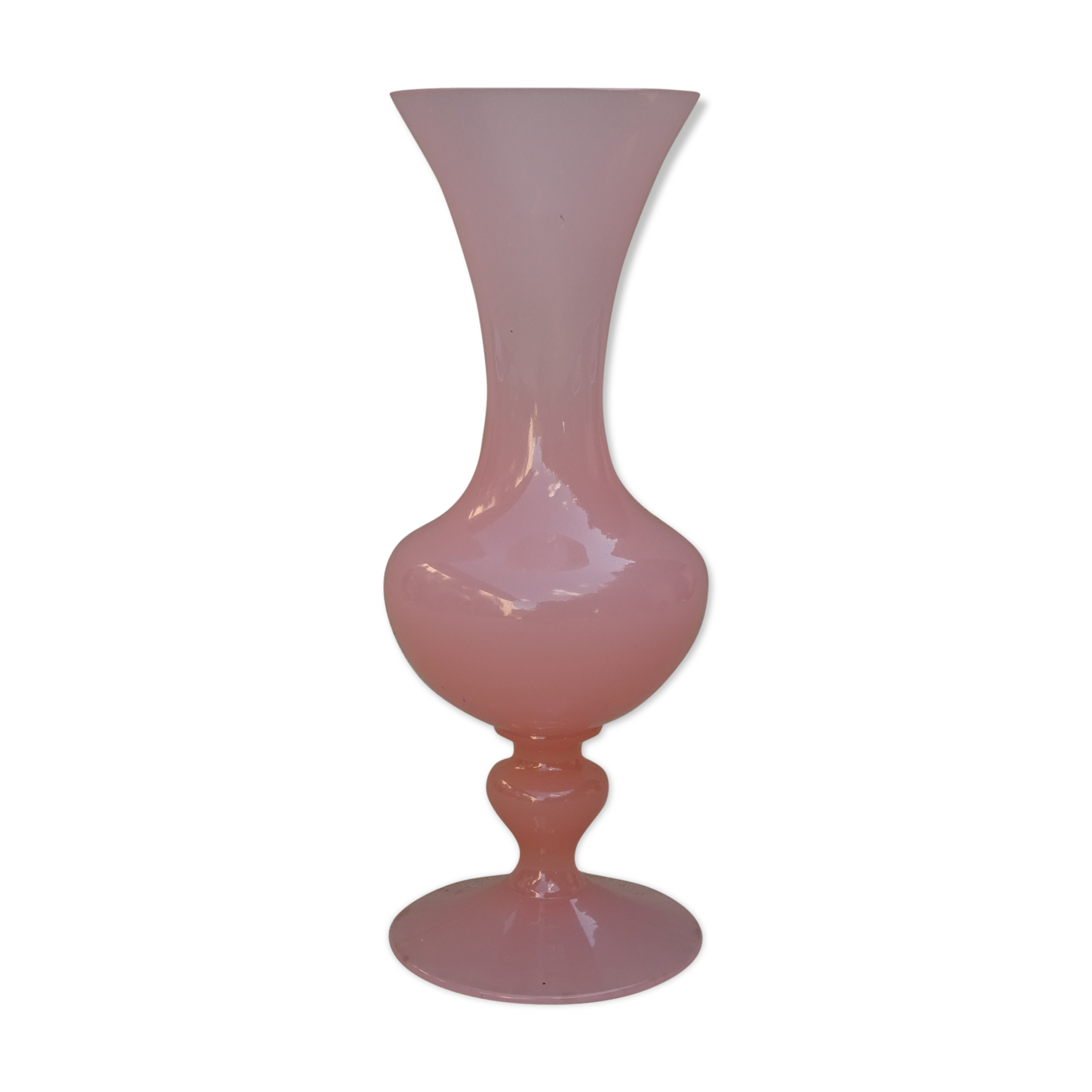 Vase vintage en opaline rose ht 23 cm   ref 219/16