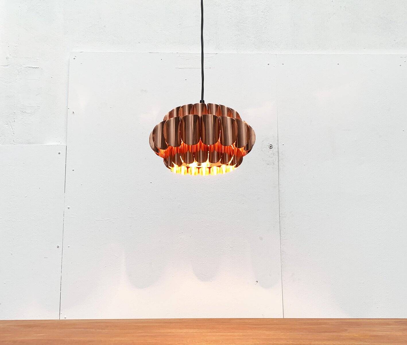 Copper pendant lamp Swiss type 810 modern mid-century by Hans Zender for Temde