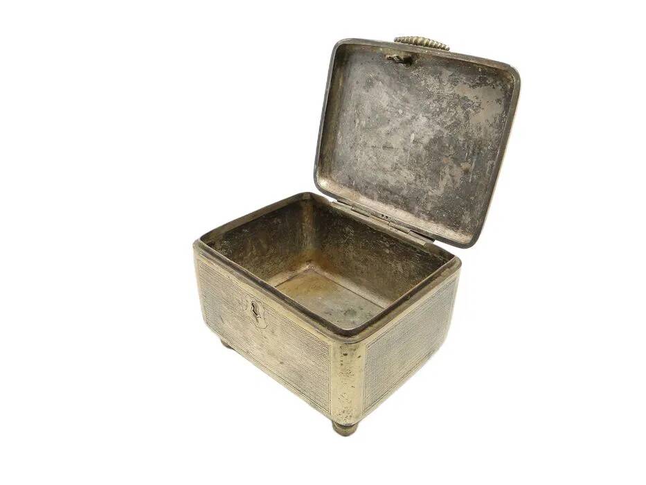 AAZ Art Deco Sugar Bowl, Silver-Plated Brass, Fraget, Poland, 1920s