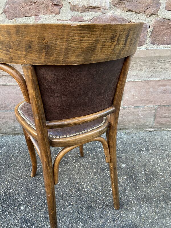 Paire de chaises de restaurant bois courbé simili cuir 50s