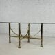 Oval dining room table in brass and beveled glass Belgo Chrome