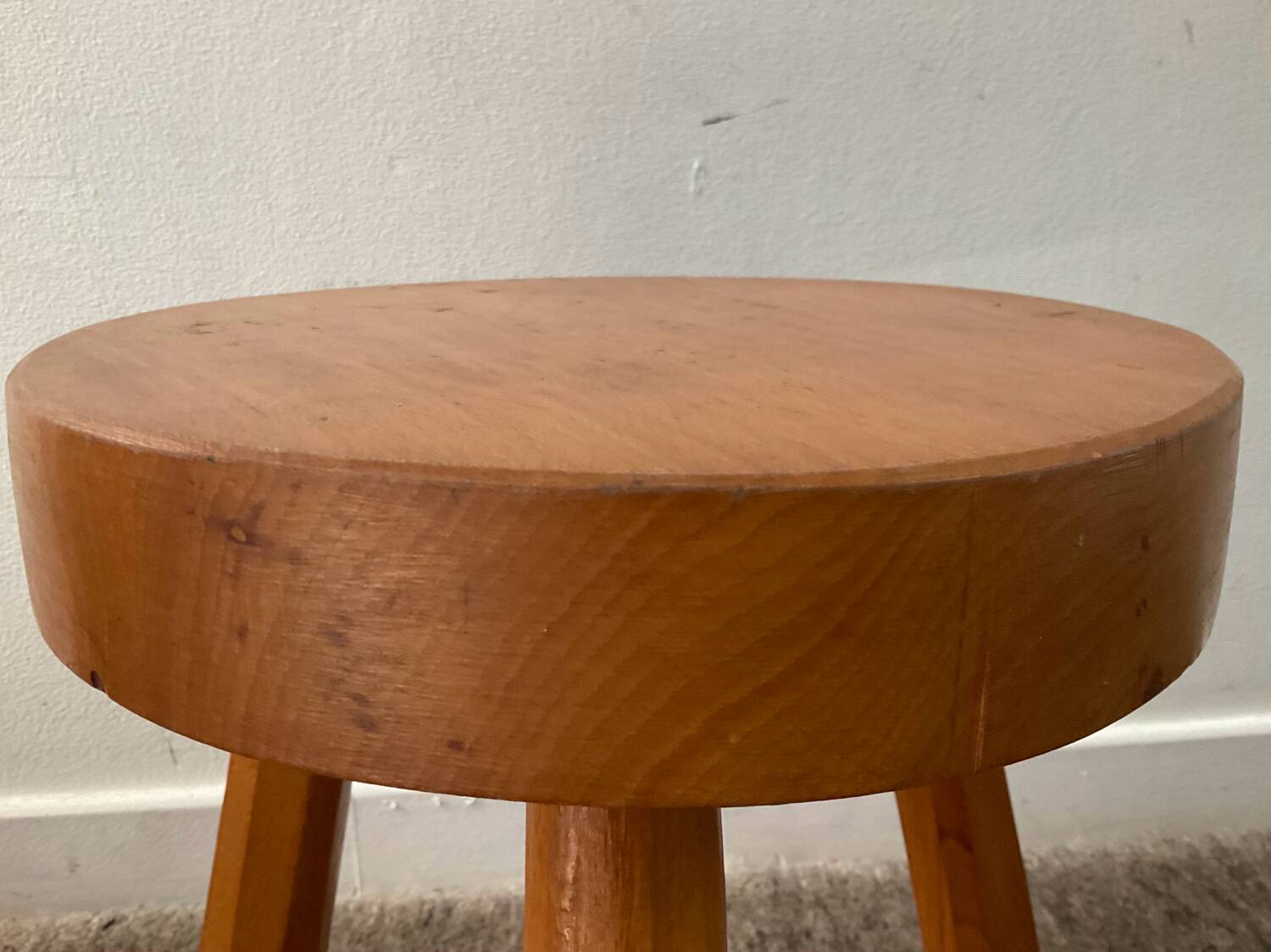 Solid pine tripod stool from the 70s