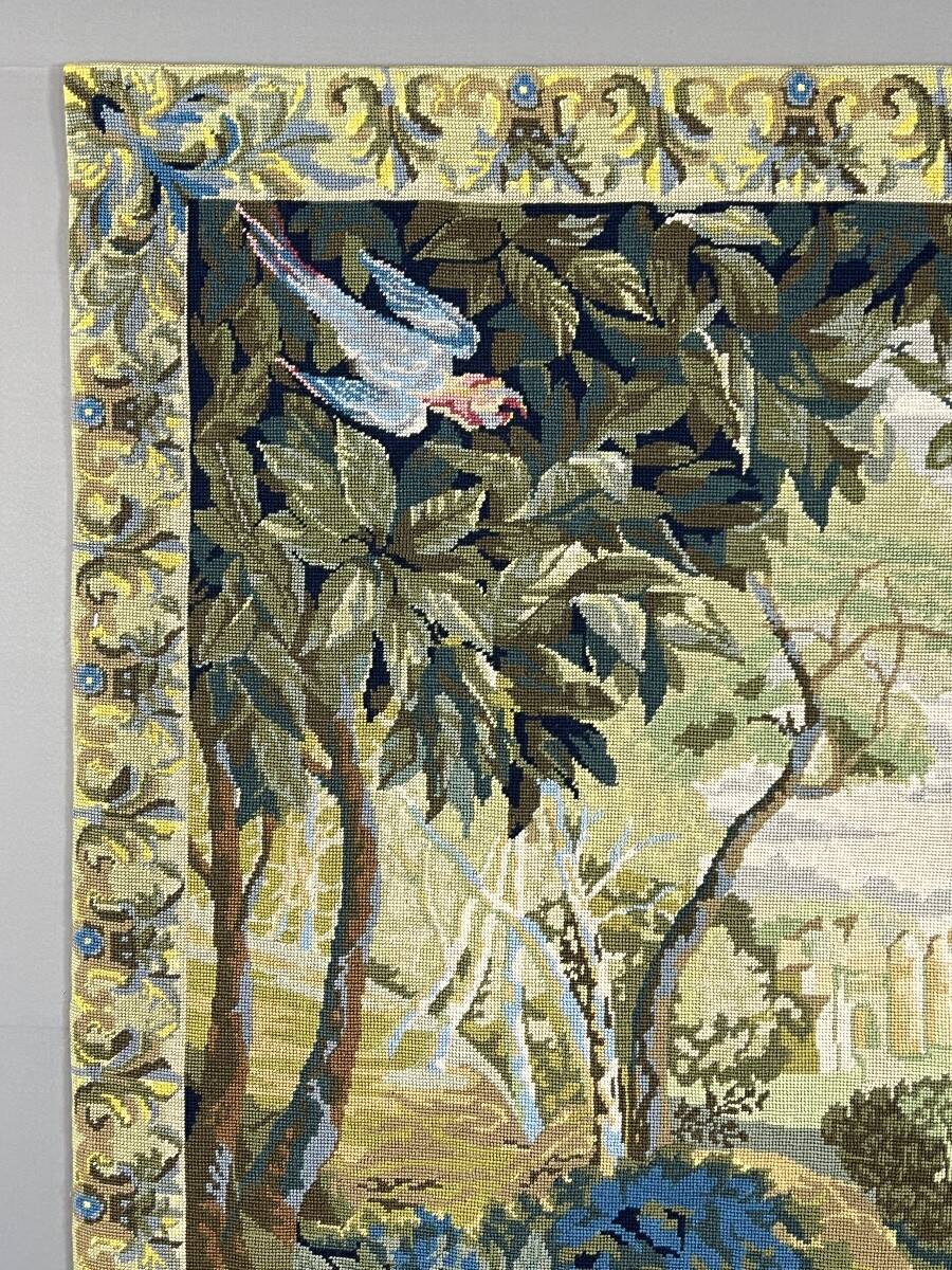 Wall tapestry with landscape and bird decoration, 20th century