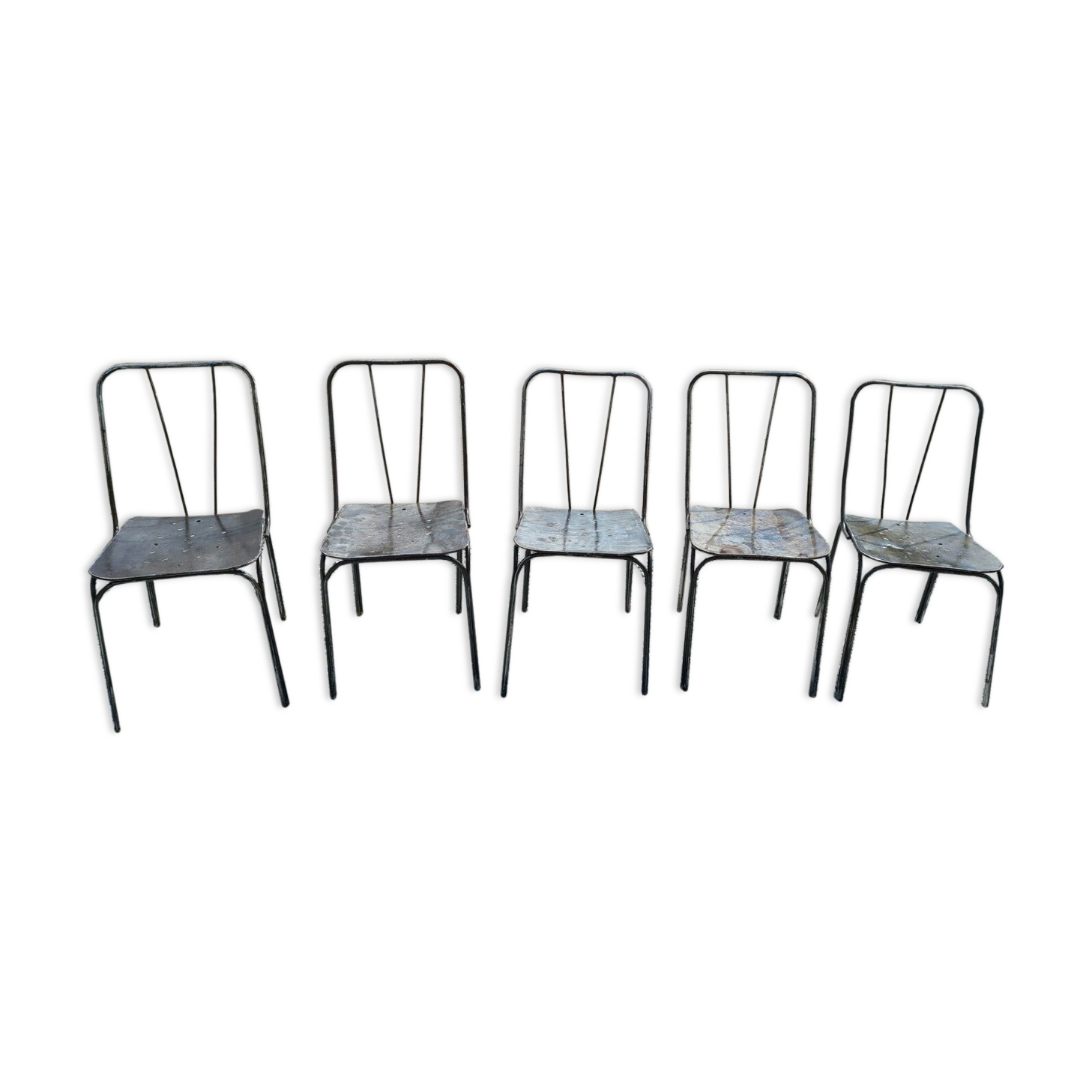 industrial iron chairs x 5