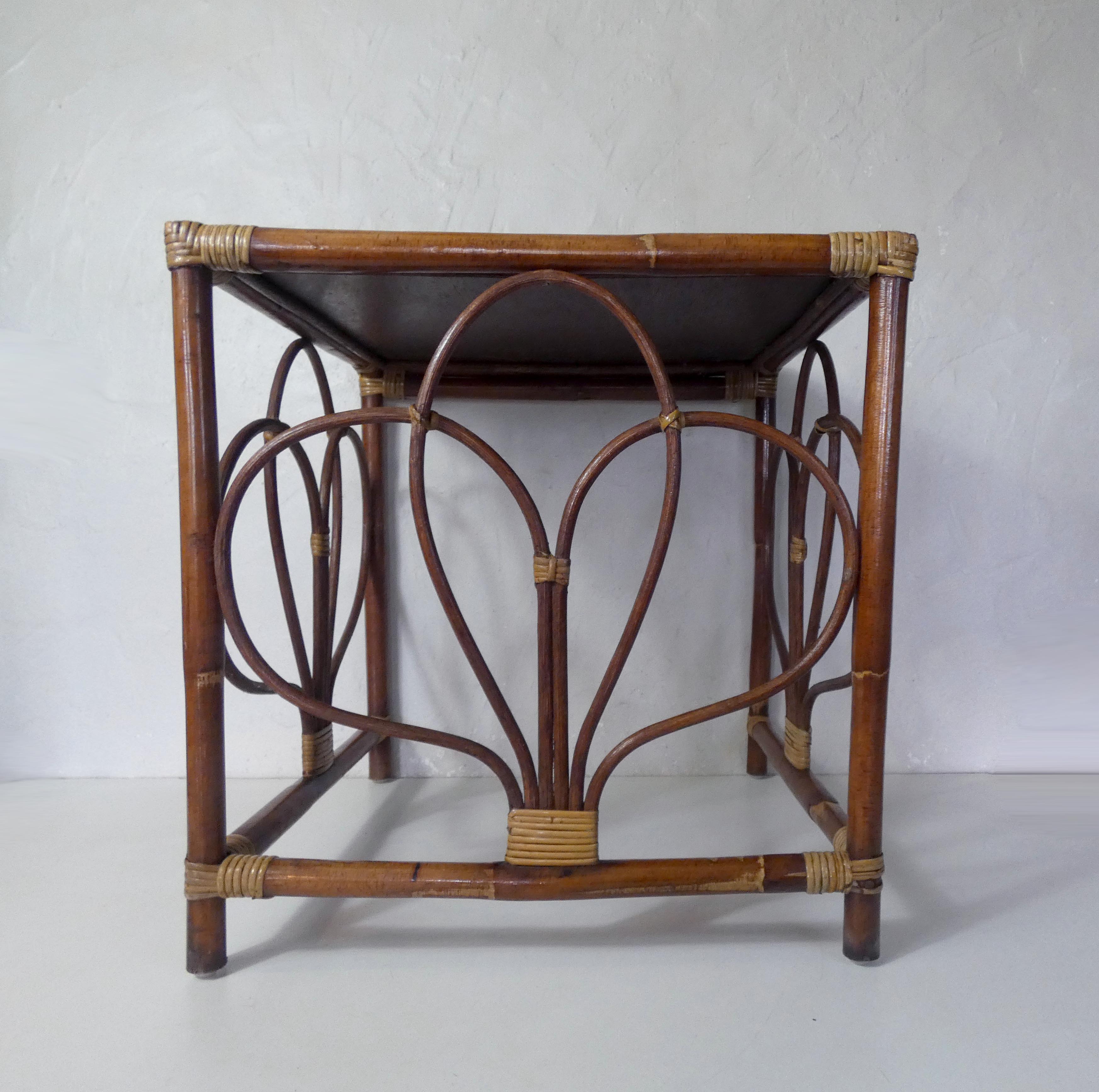 Rattan sofa end side table