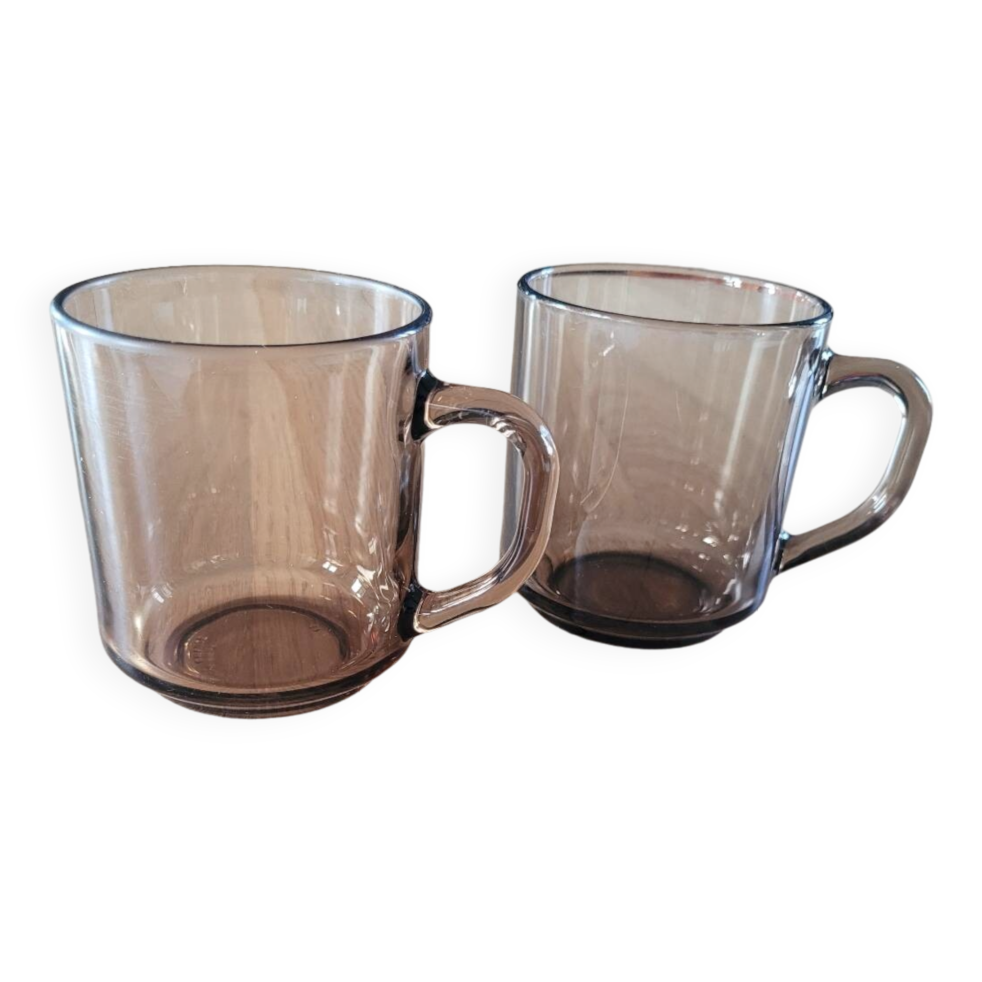 2 smoked glass mugs