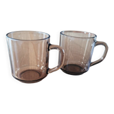 2 mugs en verre fumé