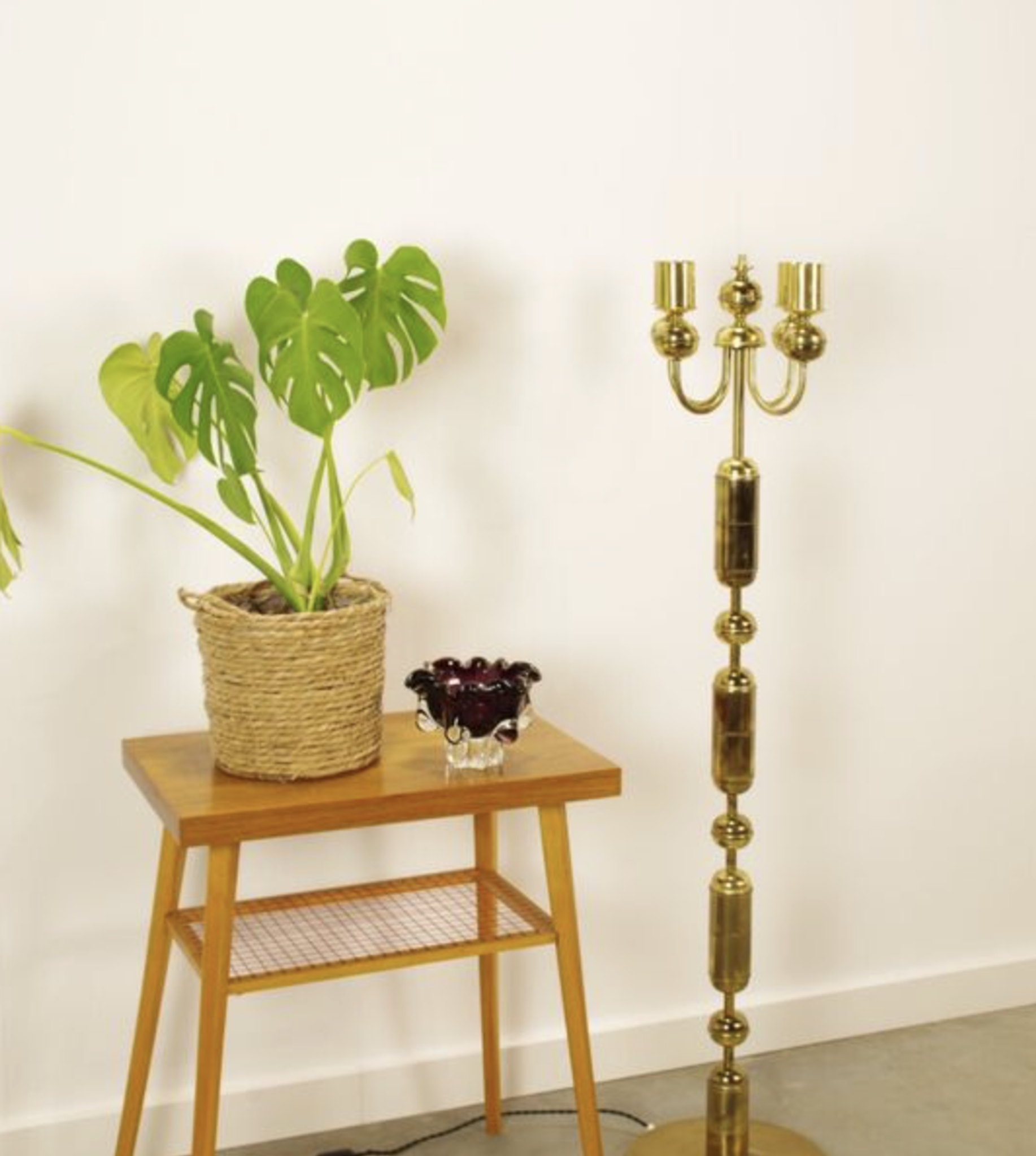 Vintage brass floor lamp | Kamenicky Senov