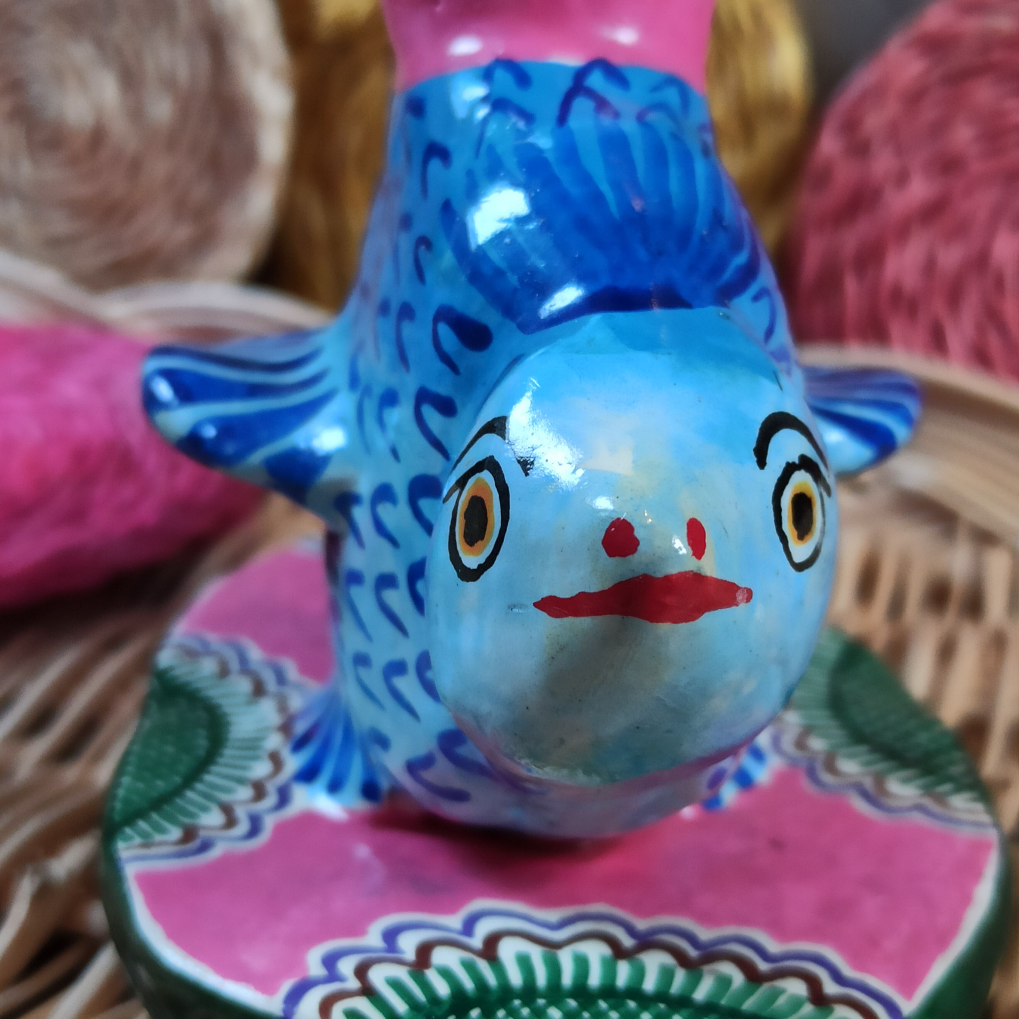 Candle holder vintage fish art from Mexico