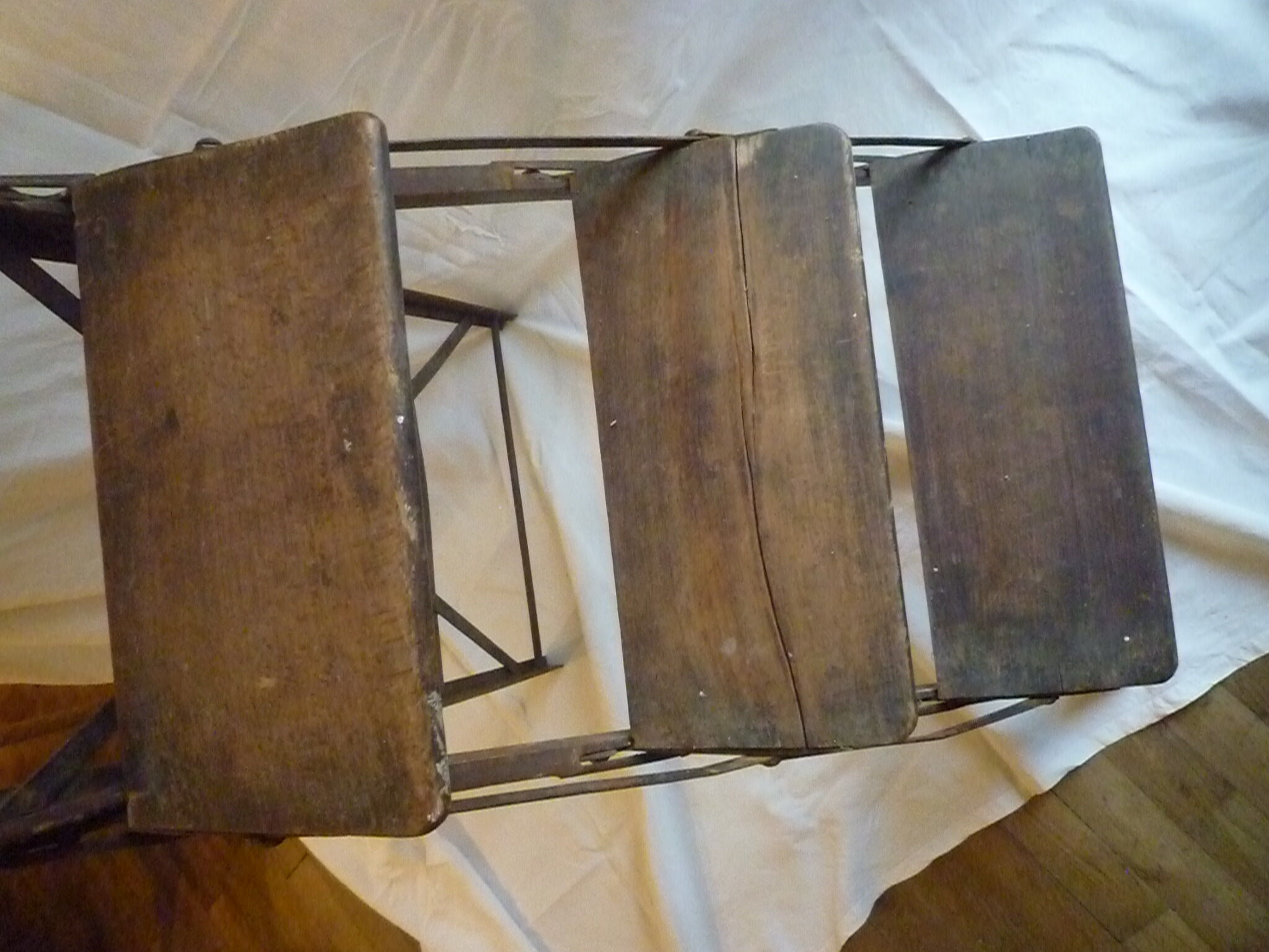 Industrial metal and wood workshop stepladder