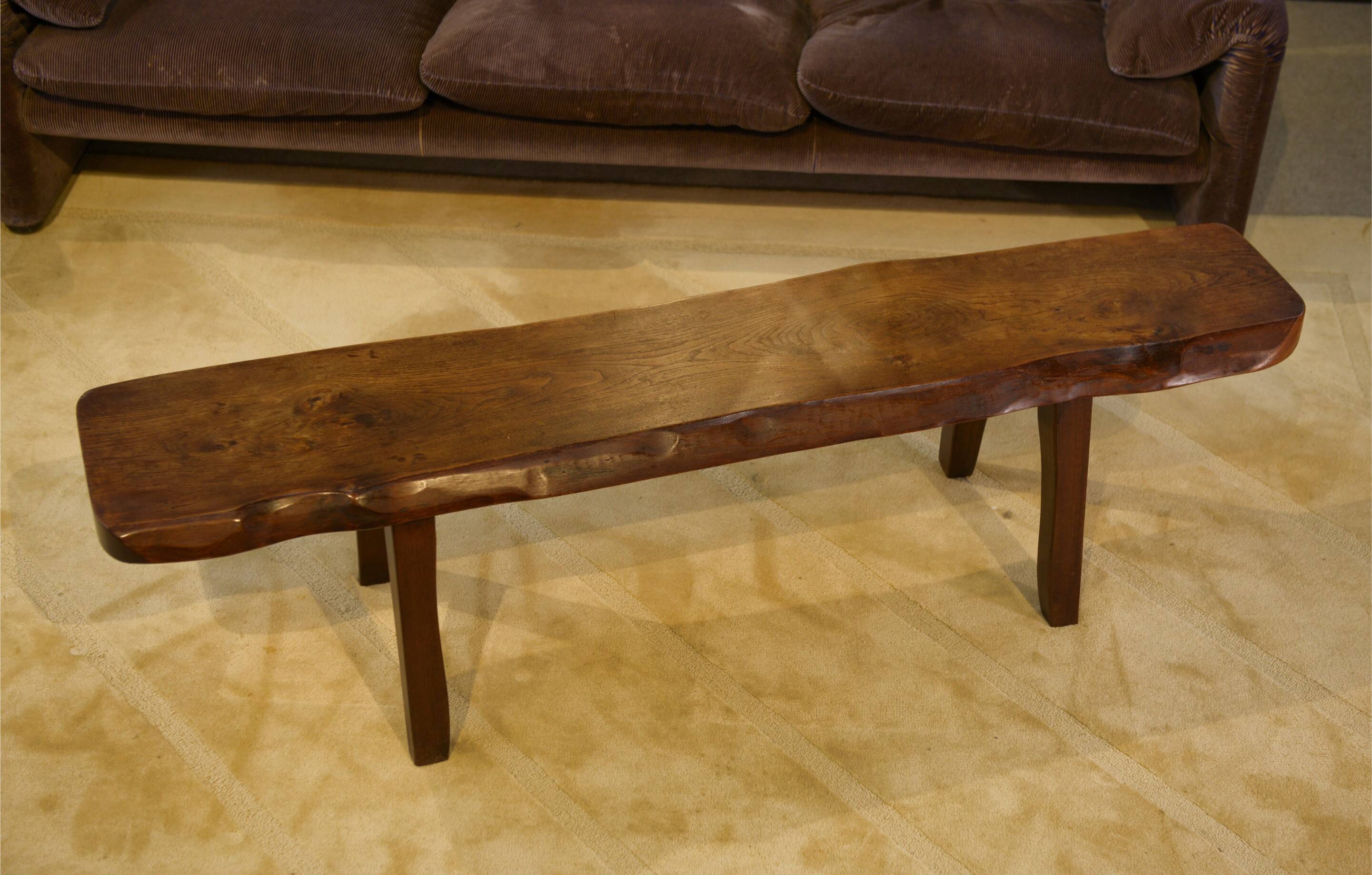 Brutalist elm bench by Aranjou, 1950s