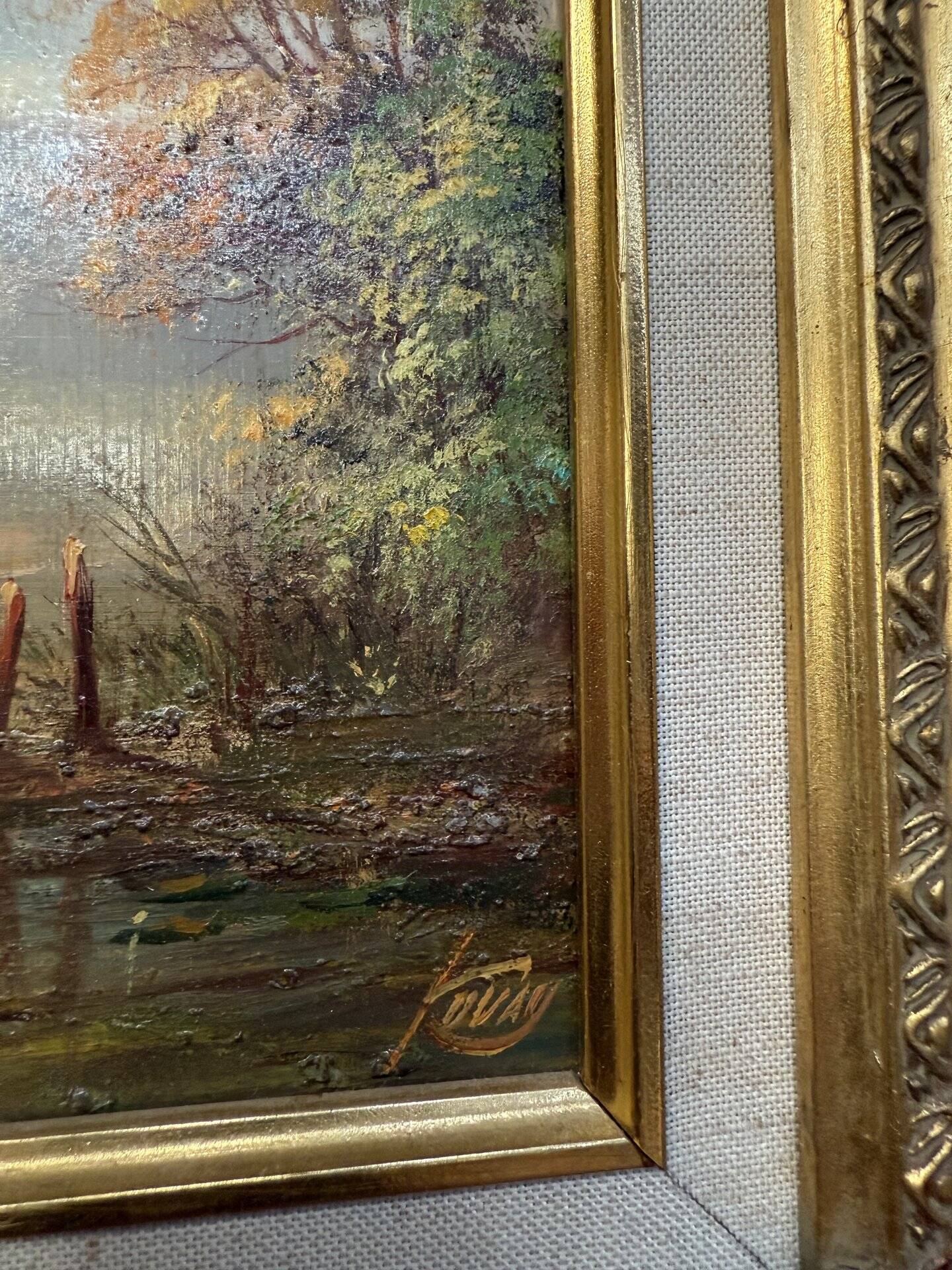 Tableau Huile sur panneau paysage